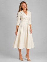 Satin Feel Wrap Midi Dress Wedding Guest