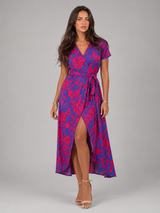 Robe midi portefeuille fleurie pour femme été