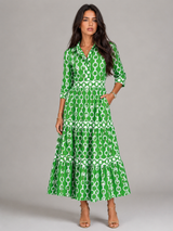 Robe midi imprimé chaîne pour femme été