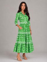 Robe midi imprimé chaîne pour femme été