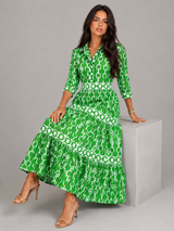 Robe midi imprimé chaîne pour femme été