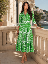 Robe midi imprimé chaîne pour femme été