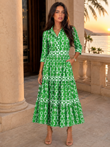 Robe midi imprimé chaîne pour femme été