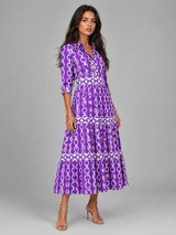 Robe midi imprimé chaîne pour femme été
