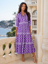 Robe midi imprimé chaîne pour femme été