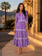 Robe midi imprimé chaîne pour femme été