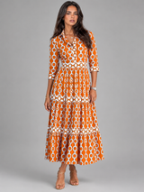 Robe midi imprimé chaîne pour femme été
