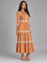 Robe midi imprimé chaîne pour femme été
