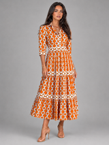 Robe midi imprimé chaîne pour femme été