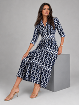 Robe midi imprimé chaîne pour femme été