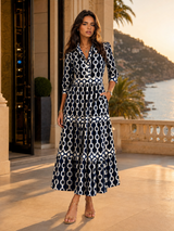 Robe midi imprimé chaîne pour femme été