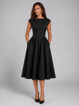 Cap Sleeve Structured Midi Dress Cocktail Women