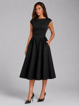 Cap Sleeve Structured Midi Dress Cocktail Women