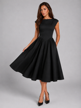 Cap Sleeve Structured Midi Dress Cocktail Women