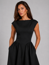 Cap Sleeve Structured Midi Dress Cocktail Women
