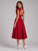 Cap Sleeve Structured Midi Dress Cocktail Women