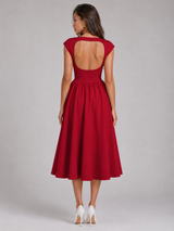Cap Sleeve Structured Midi Dress Cocktail Women