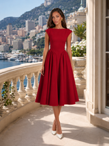 Cap Sleeve Structured Midi Dress Cocktail Women