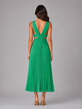 Vestido midi plisado con recortes para cóctel de mujer