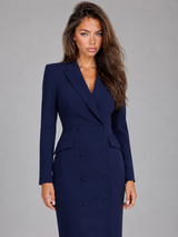 Double Breasted Blazer Midi Dress Cocktail Women