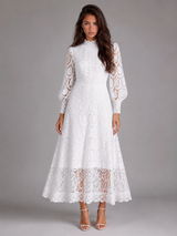 Robe midi en dentelle cocktail femme