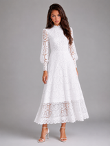 Robe midi en dentelle cocktail femme