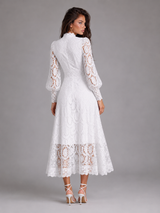 Robe midi en dentelle cocktail femme