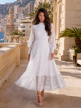 Robe midi en dentelle cocktail femme