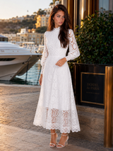 Robe midi en dentelle cocktail femme