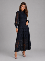 Robe midi en dentelle cocktail femme