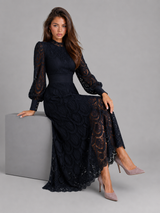Robe midi en dentelle cocktail femme