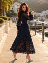 Robe midi en dentelle cocktail femme