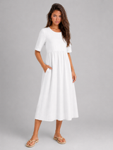 Linen Look Midi Dress Summer Women