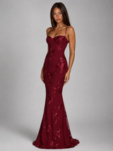 Floral Embroidered Corset Maxi Dress Wedding Guest