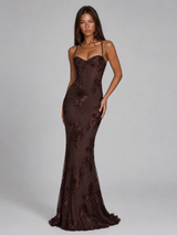 Floral Embroidered Corset Maxi Dress Wedding Guest