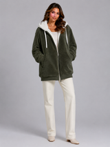 Sherpa-Lined Hooded Puffer Jacket for Women