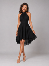 Robe à col halter style chiffon pour invité de mariage