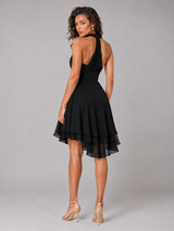 Robe à col halter style chiffon pour invité de mariage