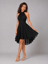 Robe à col halter style chiffon pour invité de mariage
