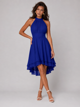 Robe à col halter style chiffon pour invité de mariage