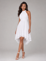 Robe à col halter style chiffon pour invité de mariage
