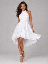 Robe à col halter style chiffon pour invité de mariage