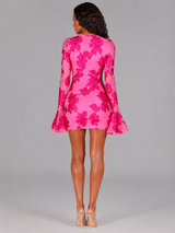 Robe mini moulante florale pour cocktail femme