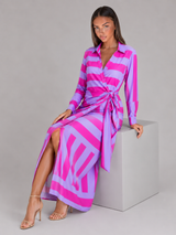 Vestido camisa midi a rayas con nudo torcido para mujer en verano