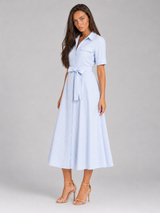 Vestido camisa maxi a rayas con cinturón para mujer en verano