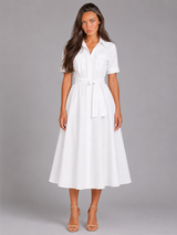 Vestido camisa maxi a rayas con cinturón para mujer en verano