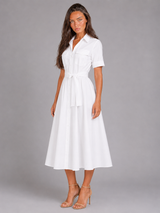 Vestido camisa maxi a rayas con cinturón para mujer en verano