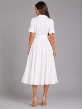 Vestido camisa maxi a rayas con cinturón para mujer en verano
