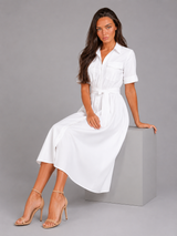 Vestido camisa maxi a rayas con cinturón para mujer en verano