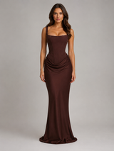 Women’s Bodycon Corset Maxi Dress – Sculpted Draped Silhouette
